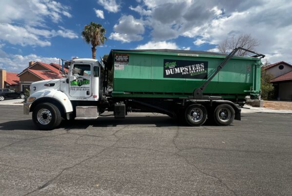 30-yard roll off dumpster rental placed in the driveway of a Green Valley, Henderson home during a residential cleanout project.