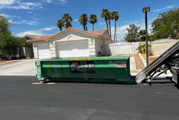 10-yard roll off dumpster rental at a North Las Vegas home during a large residential renovation and property cleanout.