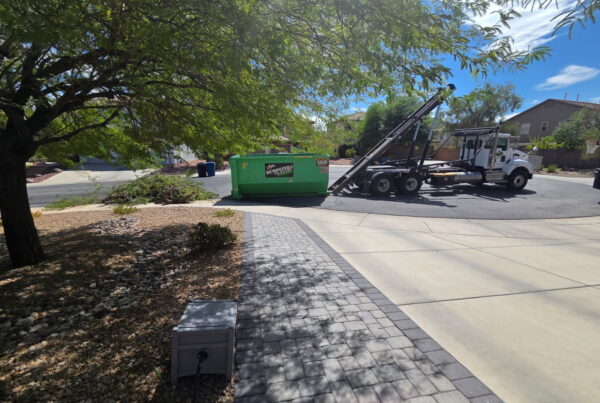 Residential dumpster rental in North Las Vegas driveway