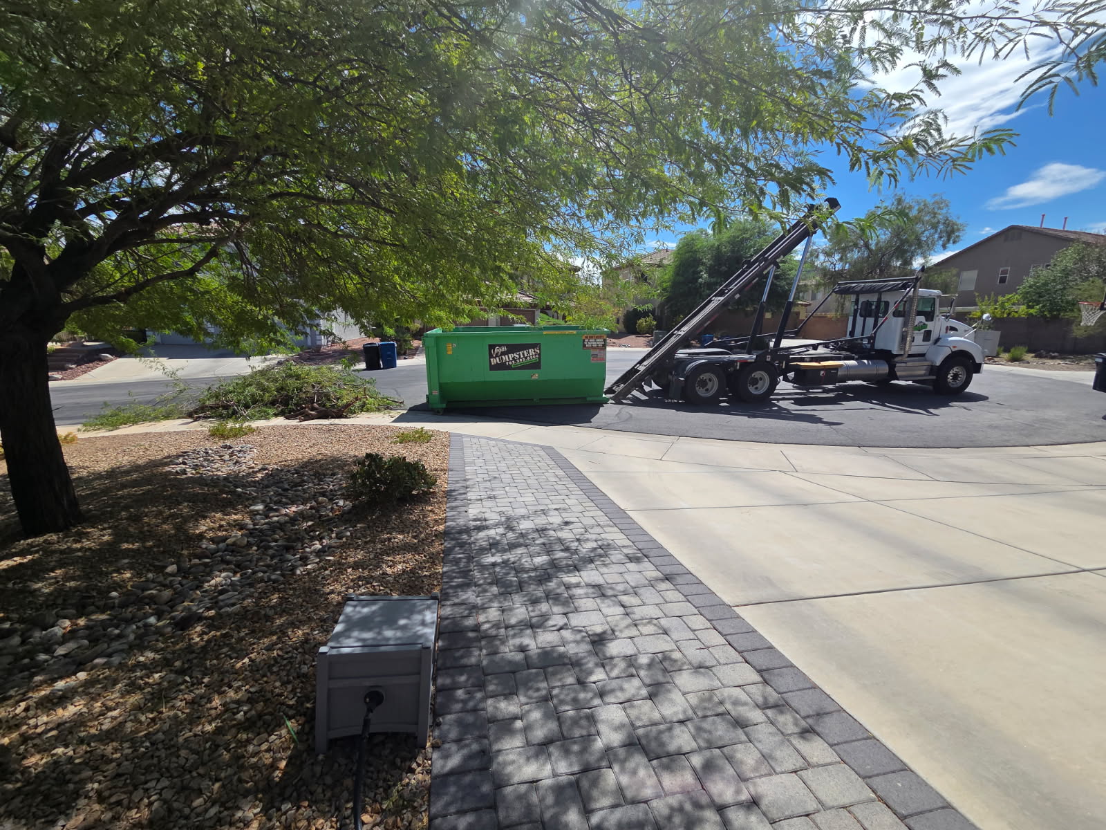 Residential dumpster rental in North Las Vegas driveway