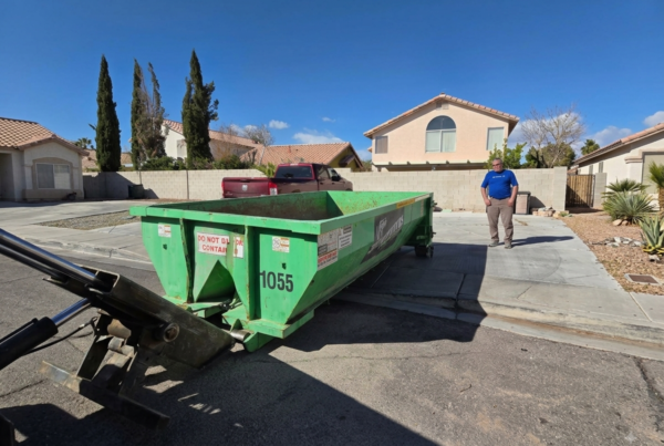 Lowboy dumpster rental in Las Vegas for residential dirt, rock, and concrete projects