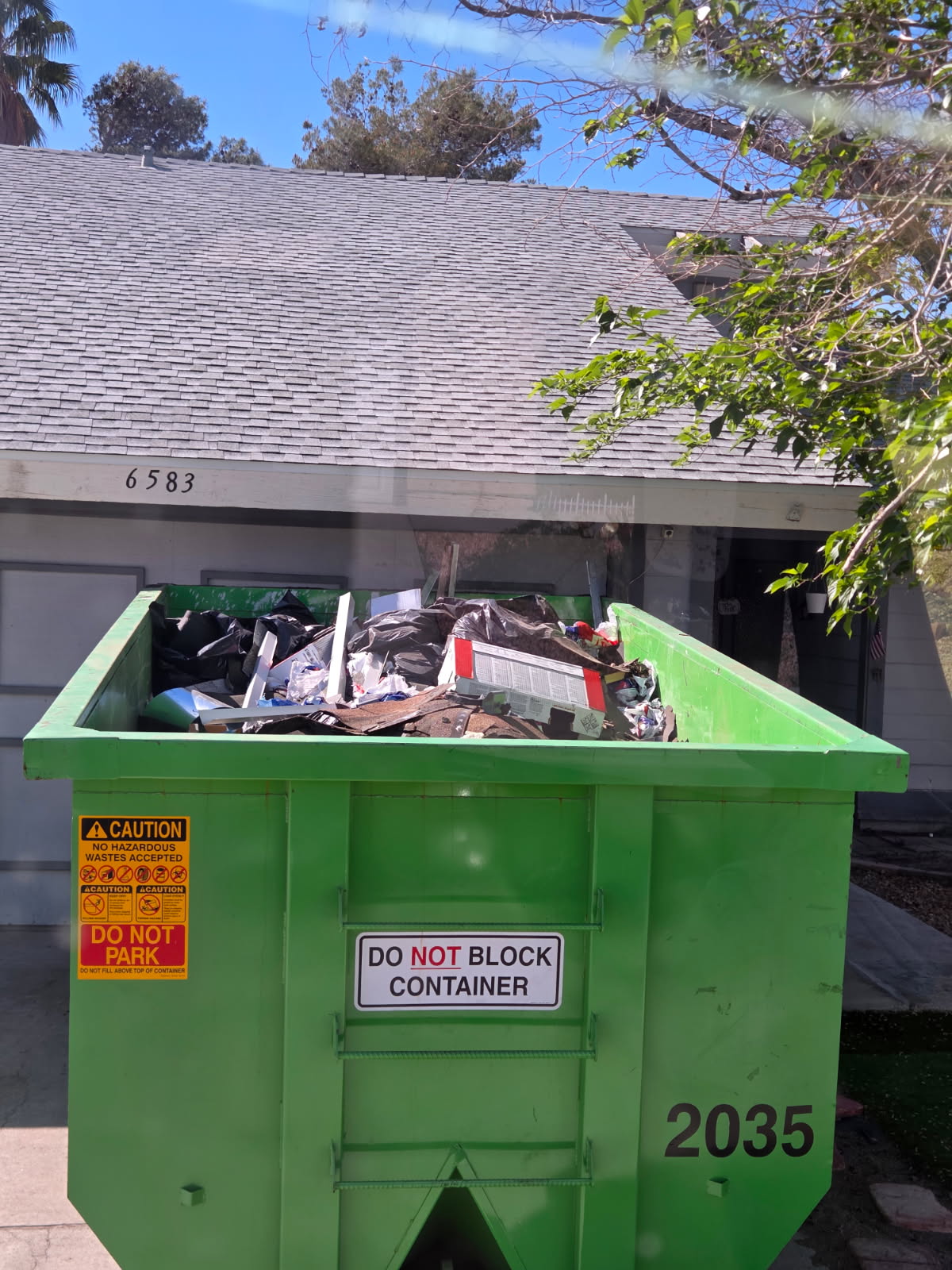 20-yard dumpster rental delivered to a North Las Vegas home