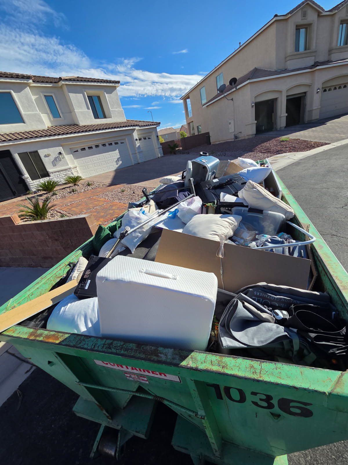 Dumpster rental delivered to a Henderson Nevada home for a cleanup or renovation project